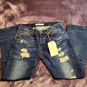 American Dress Code Distressed Button Up Straight Leg Jeans Size 27 NWT
